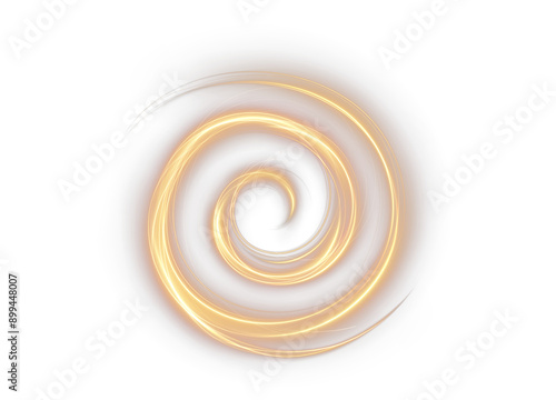 Light gold Twirl png. Curve light effect of neon line. Luminous gold spiral png. Element for your design, advertising, postcards, invitations, screensavers, websites, games. 