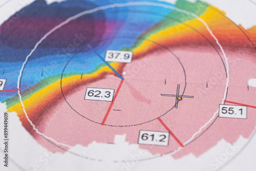 Quadro su tela Results of the examination of the thickness and curvature of the cornea in a patient with keratoconus