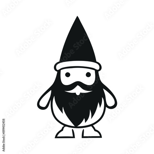 Gnome black and white vector, gnomes vector art illustration silhouette logo design black and white