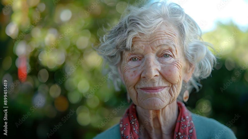 A serene portrait of an elderly woman with a gentle smile, captured in natural light. A serene portrait of an elderly woman with a gentle smile, captured in natural light.