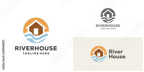 River house logo vector icon illustration