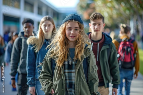 Group of students walking outdoors