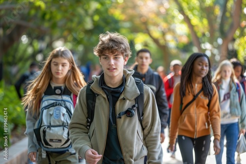 Group of students walking outdoors