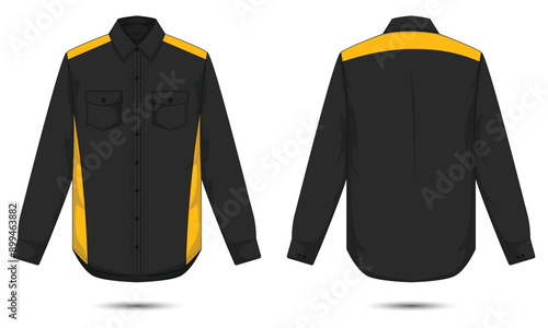 Long sleeve button down office shirt mockup front and back view