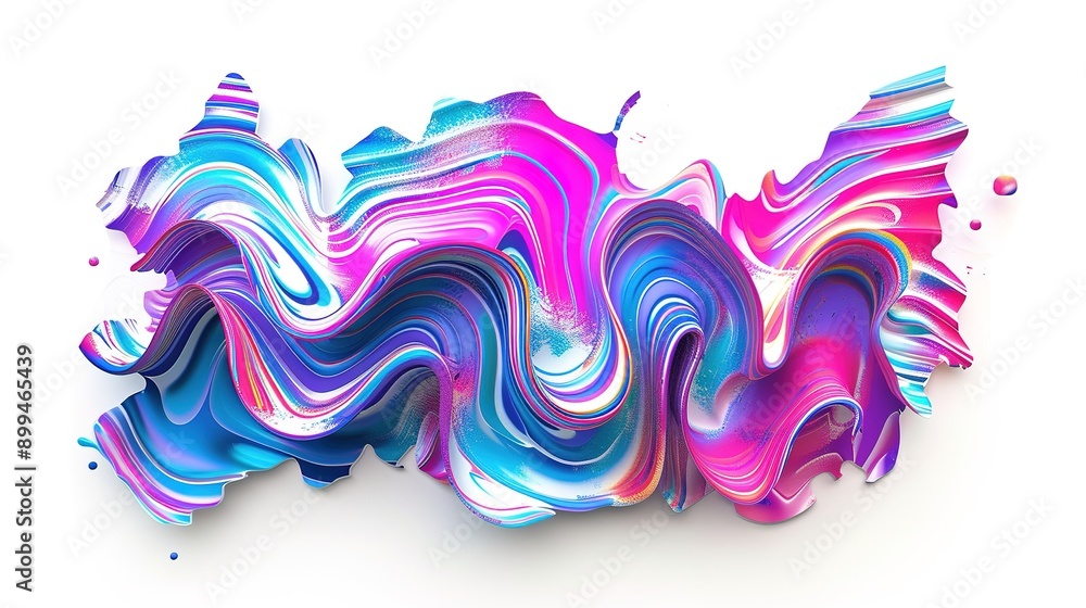 Obraz premium Bold 3D Acrylic Paint Splash with Intense Colors and Dynamic Brushstrokes on White Background
