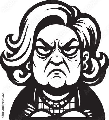 Grumpy mother-in-law Vector Illustration Silhouette. 