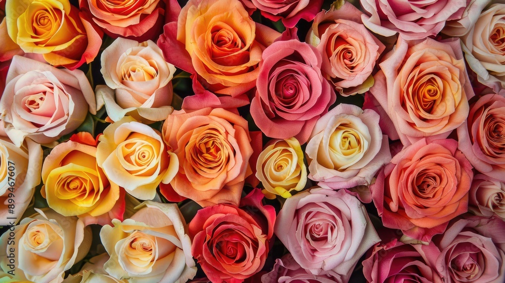 Background with varied colored roses arranged vertically Background with varied colored roses arranged vertically