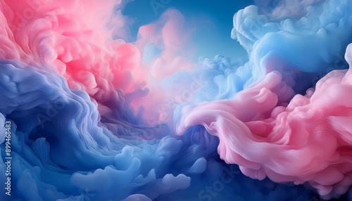 Fondo abstracto de nubes azules y rosas etéreas y de ensueño. Fondo mágico de ordenador y bonito de nubes de colores