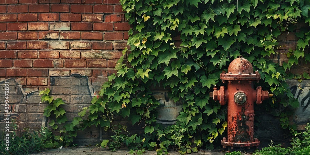 Sunlit Ivy on Red Brick Wall in Tranquil Setting Sunlit Ivy on Red Brick Wall in Tranquil Setting