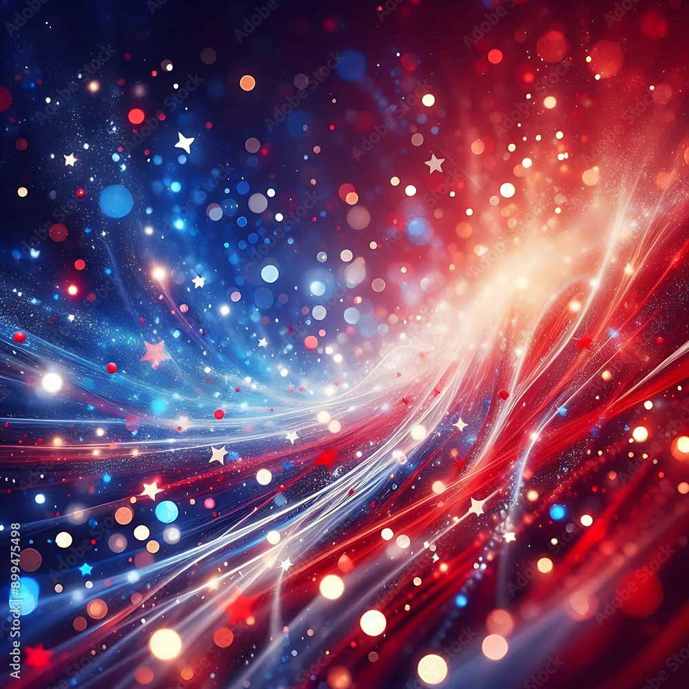 Abstract glittery background with bokeh lights in red and blue tones, ideal for festive and party themes Abstract glittery background with bokeh lights in red and blue tones, ideal for festive and party themes