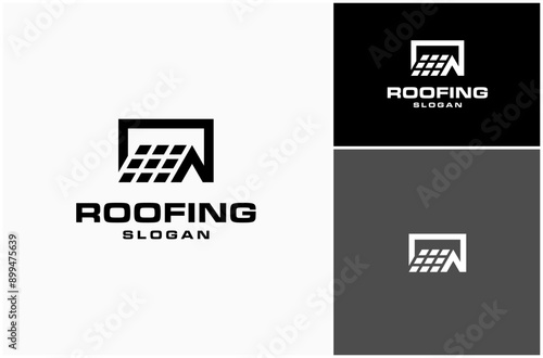 Roofing Roof Tiles Home House Architecture Construction Built Simple Vector Logo Design Illustration