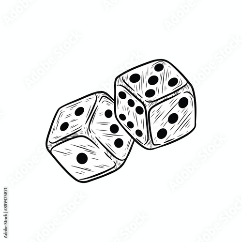 artwork illustration art black and white t shirt design dice premium vector