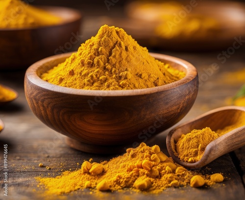 Obraz na płótnie Yellow Turmeric Powder w salonie