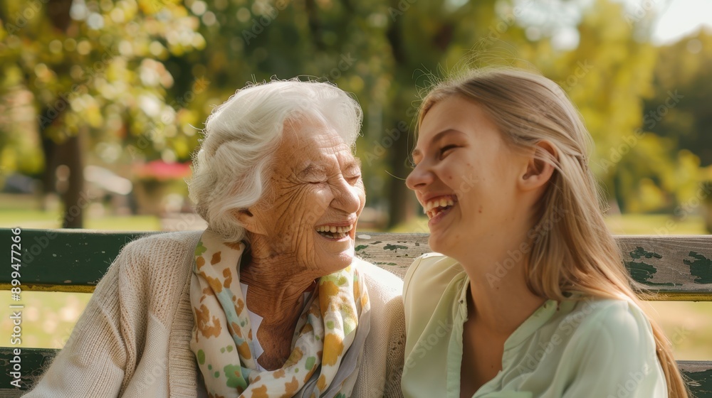 The Smiling Grandmother and Granddaughter The Smiling Grandmother and Granddaughter