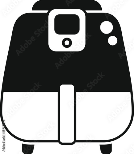 Simple icon of an air fryer showing the control panel for frying food