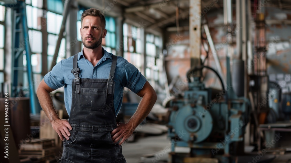 The mechanic in industrial workshop The mechanic in industrial workshop