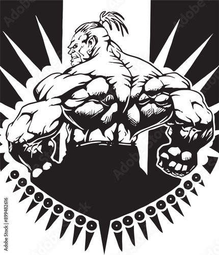 Heaviest Bodybuilder Weight Lifter Backside Back in Logo Style Clipart Art Vector for T-shirts and Wall Decal Workout Athletic Gym Muscle Fitness Beast Barbell Healthy Wall Sticker for Decor