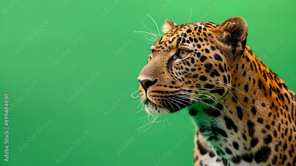 Obraz premium Leopard on Green Screen Background
