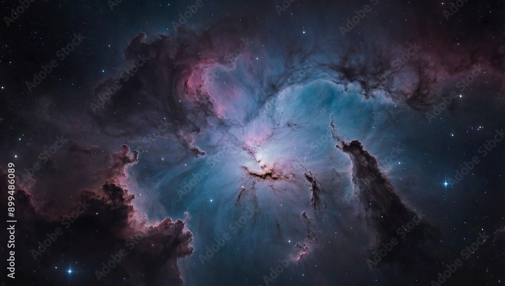 A serene, pastel-colored nebula spreading across the night sky A serene, pastel-colored nebula spreading across the night sky