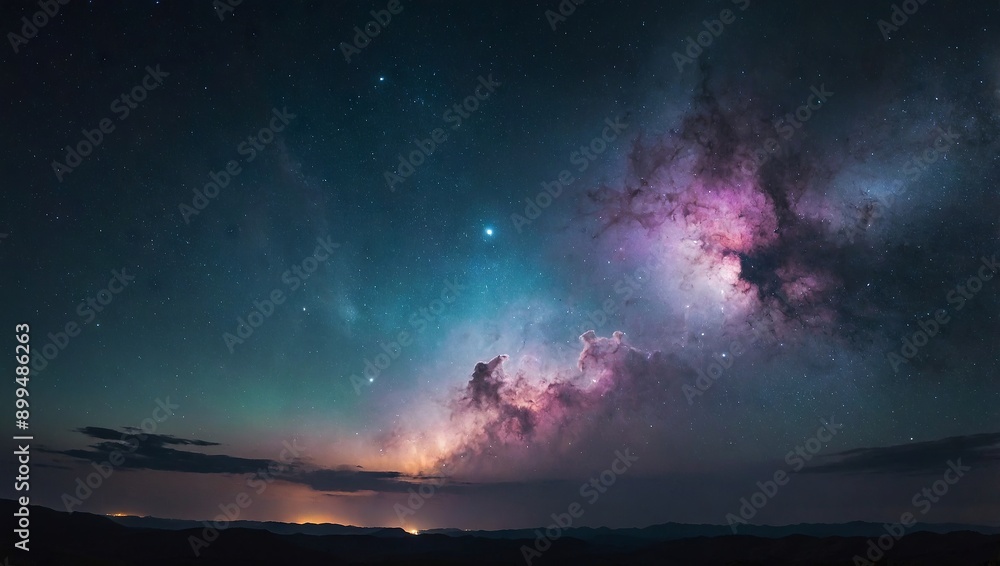 Fototapeta premium A serene, pastel-colored nebula spreading across the night sky