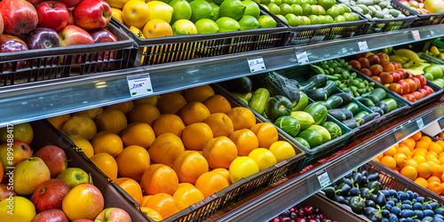 Apples and fruits on supermarket 