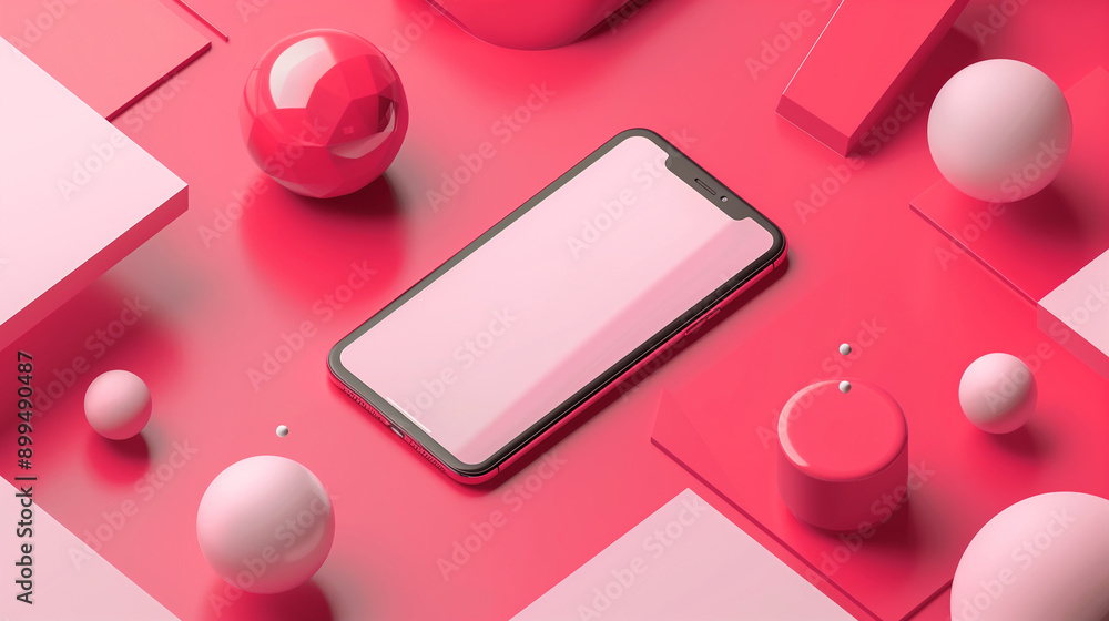 A room with pink walls and blue stairs. There are many blue balls scattered around the room. The room is very colorful and playful A room with pink walls and blue stairs. There are many blue balls scattered around the room. The room is very colorful and playful
