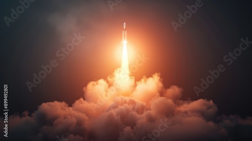 Rocket Launch Through Clouds.