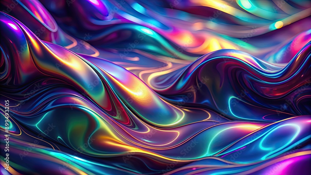 Abstract dark holographic iridescent neon background with fluid motion render , holographic, iridescent, neon, abstract, background Abstract dark holographic iridescent neon background with fluid motion render , holographic, iridescent, neon, abstract, background