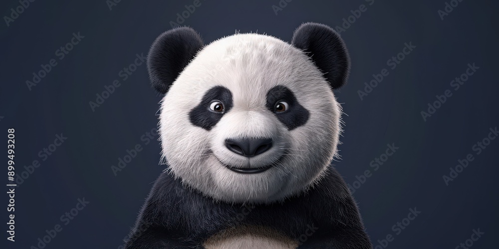 Cheerful plush panda, casually dressed in stylish attire, sporting a wide smile and a whimsically playful demeanor Cheerful plush panda, casually dressed in stylish attire, sporting a wide smile and a whimsically playful demeanor
