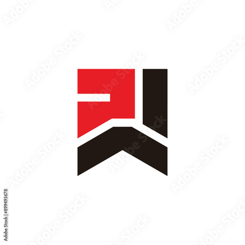 letter pw roof home simple geometric colorful logo vector