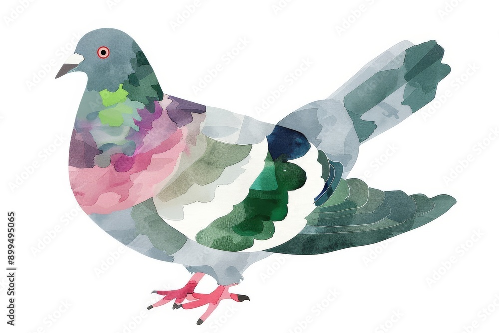 Fototapeta premium Naturalistic hand-draw watercolor farm bird. Beautiful simple AI generated image in 4K, unique.