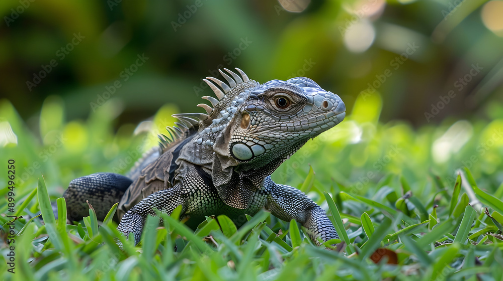 Close-up Photo of Green Iguana in Grass Close-up Photo of Green Iguana in Grass