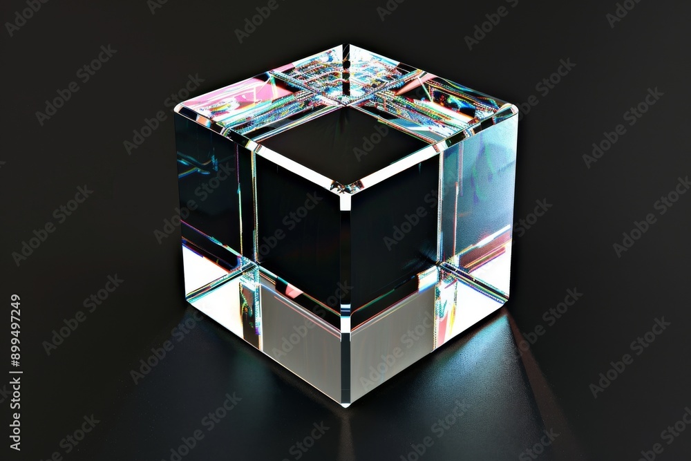 Obraz premium abstract 80s sci-fi retro cube. Beautiful simple AI generated image in 4K, unique.