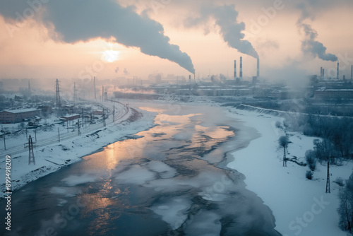 An aerial view of an indust...