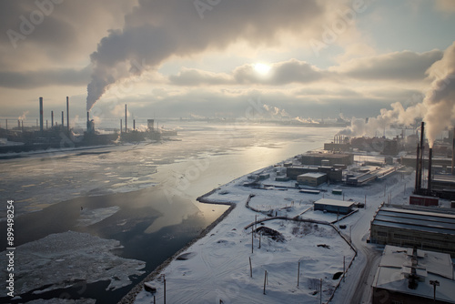 An aerial view of an indust...
