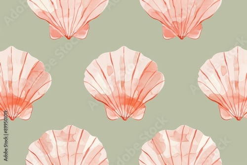 Marine Chic Shells, Dual-Tone Scallop Shells – Simple and Elegant. Beautiful simple AI generated image in 4K, unique. photo