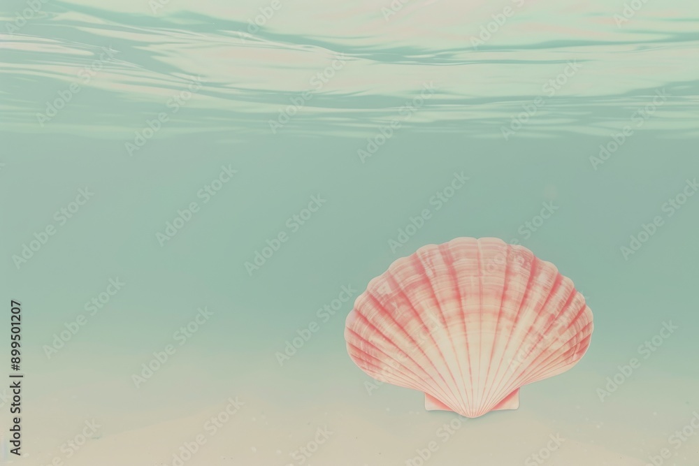 Obraz premium Hand drawn vector illustrations - seamless pattern of seashells. Marine background.. Beautiful simple AI generated image in 4K, unique.