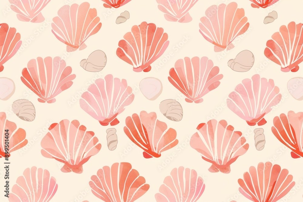 Obraz premium Marine Chic Shells, Dual-Tone Scallop Shells – Simple and Elegant. Beautiful simple AI generated image in 4K, unique.
