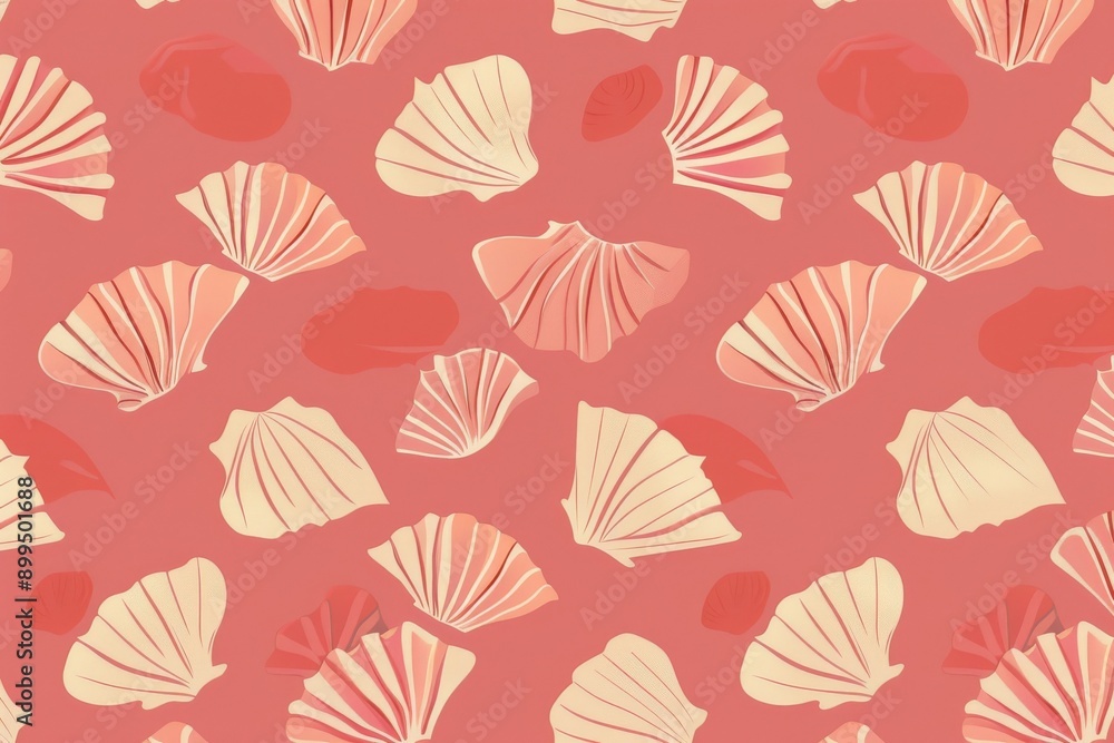 Fototapeta Hand drawn vector illustrations - seamless pattern of seashells. Marine background.. Beautiful simple AI generated image in 4K, unique.