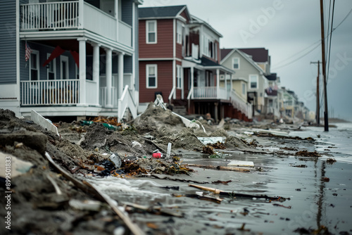 Wallpaper Mural A coastal community coming together to rebuild and repair homes, businesses, and infrastructure damaged by the sea storm, highlighting resilience and community spirit Torontodigital.ca
