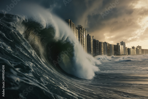 A massive tsunami wave rapi...