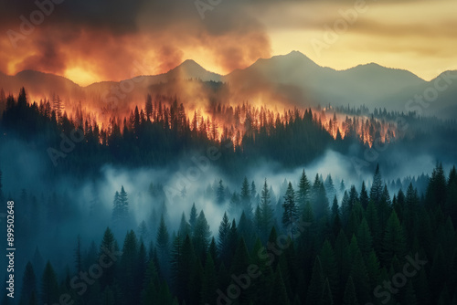 Wildfire raging through a f...