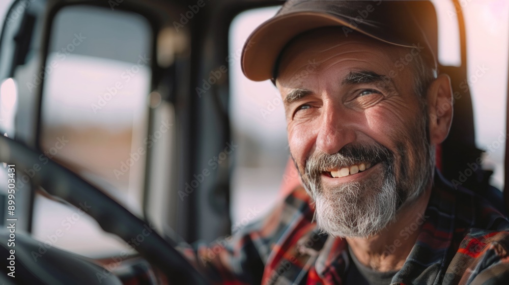 A happy truck driver smiling portrait A happy truck driver smiling portrait