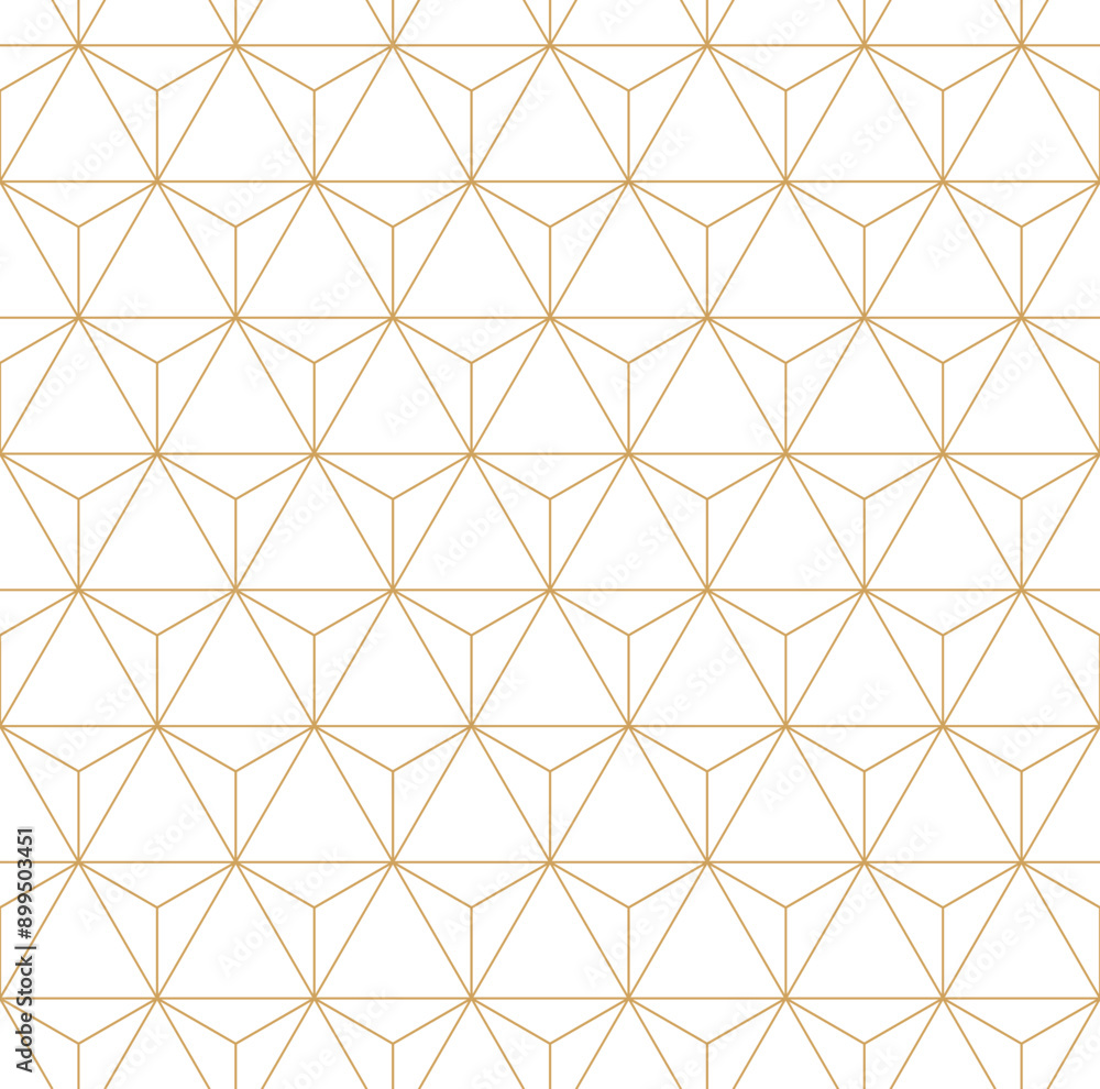 Fototapeta premium Luxury gold hexagon tessellation seamless pattern with interconnected line, contemporary mosaic background vector illustration.