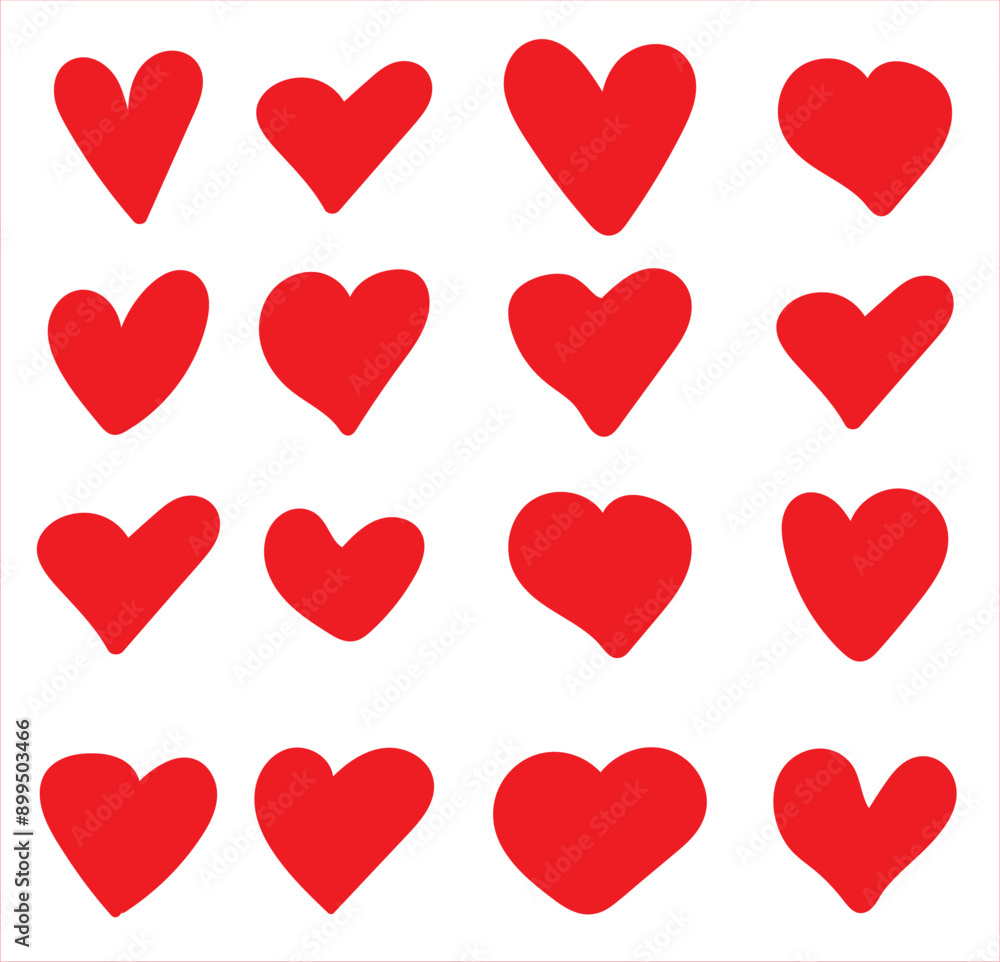 Collection of red heart icons,Hand drawn symbols. Vector illustration icon set. Collection of red heart icons,Hand drawn symbols. Vector illustration icon set.