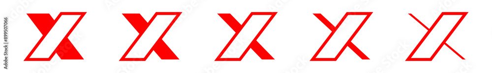 Obraz premium cross red icon vector isolated on white background. x text for symbol or mark decoration element on application or web illusttration. yes and no choice button on examination 