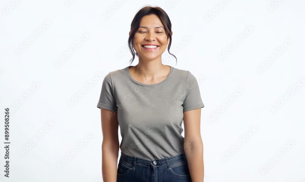 Portrait of a smiling young asian woman standing against white background Portrait of a smiling young asian woman standing against white background
