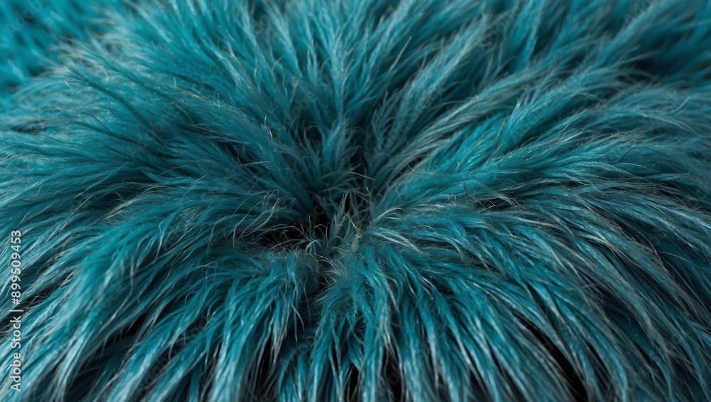 Obraz premium Fluffy turquoise texture of a soft, furry surface up close