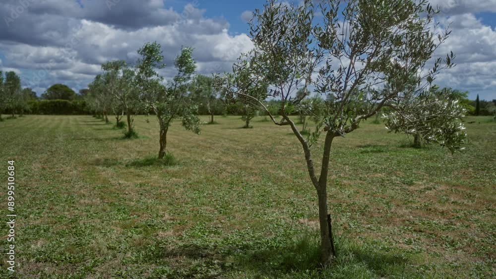 Olive trees flourish in an expansive field under a cloudy sky in puglia, italy, showcasing the vibrant agricultural landscape of southern europe. Olive trees flourish in an expansive field under a cloudy sky in puglia, italy, showcasing the vibrant agricultural landscape of southern europe.