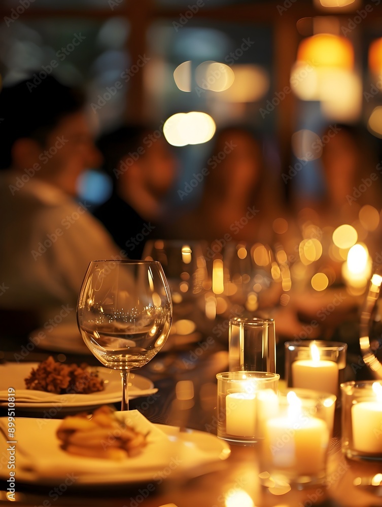 Upscale Restaurant Dining with Candlelit Ambiance and Elegant Table Setting Upscale Restaurant Dining with Candlelit Ambiance and Elegant Table Setting